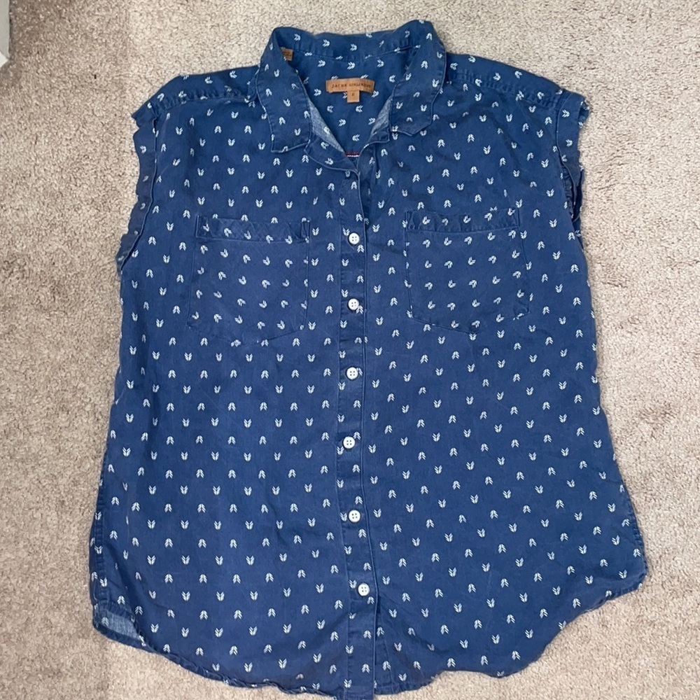 JACHS GIRLFRIEND super short sleeve collared button up in women’s small Small - Picture 10 of 10